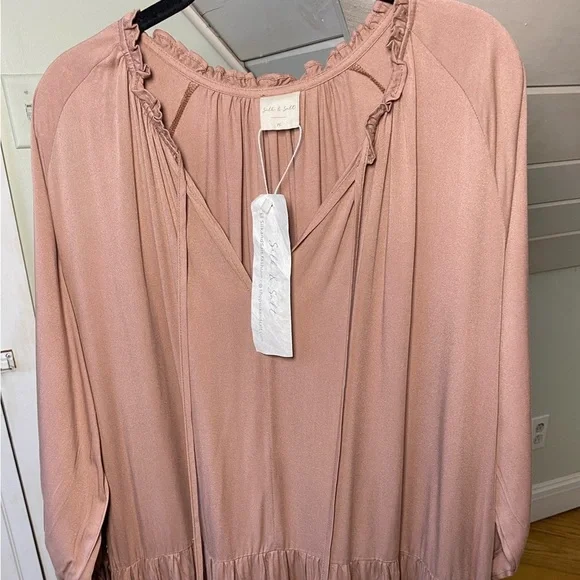 NWT Silk & Salt 100% Cotton BOHO Oversized MAXI Dusty Rose Bohemian Dress Med - Picture 4 of 14